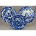 A group of early nineteenth century blue and white transfer-printed pieces, c.1825. To include: a