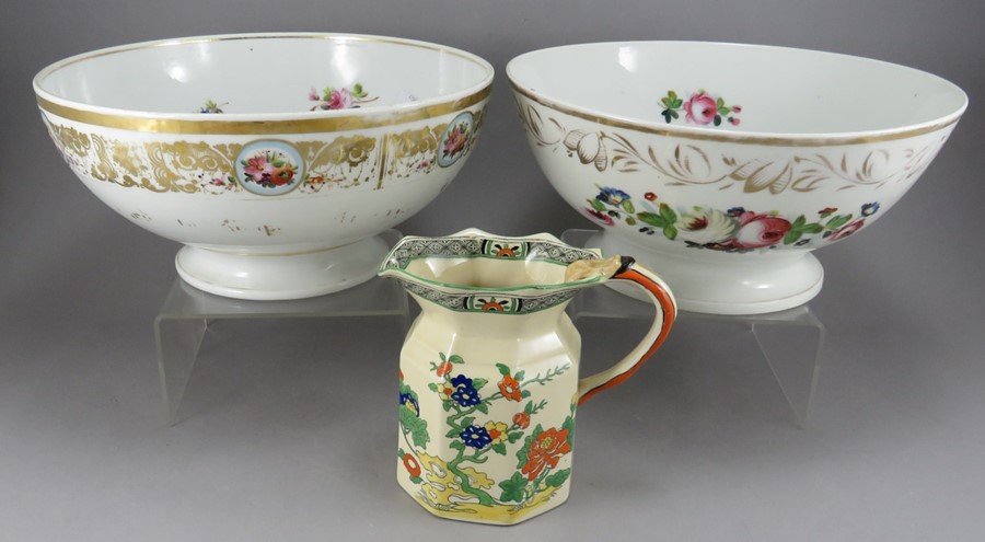 Two nineteenth century bone china circular footed Paris porcelain bowls, c. 1870. Together with a