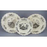 A group of late eighteenth century Wedgwood creamware moulded plates, c.1765. They are transfer-