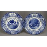 Two twentieth century blue and white transfer-printed Wedgwood American series plates. Comprising