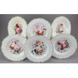 A group of early nineteenth century hand-painted porcelain moulded dessert plates and two single-