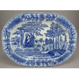 An early nineteenth century pearlware blue and white transfer-printed Davenport platter, c.1820.