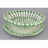 An early nineteenth century pearlware Harrison moulded chestnut basket and stand c.1810-15. The