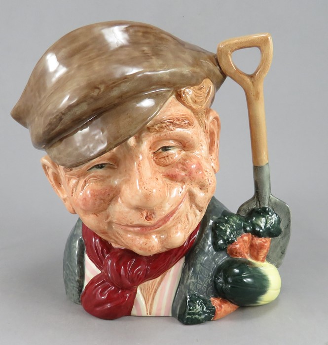 A Royal Doulton Character jug of The Gardener (D 6630). It has a red scarf colourway and only a