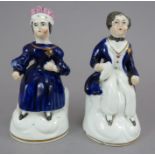 Two mid-nineteenth century Staffordshire Figures, c. 1840-45. They depict Queen Victoria and