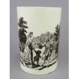 A late eighteenth century creamware black-printed marked Wedgwood mug, c.1790. It is printed with