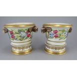 A pair of early nineteenth century Liverpool Herculaneum two-handled cache pots and matching stands,