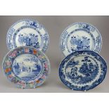 A group of early nineteenth century blue and white transfer-printed plates, c.1820. To include: