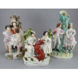 A group of late nineteenth century Staffordshire figure groups, c. 1860-70. To include: a Crossing