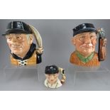 A group of three Royal Doulton Character jugs, to include: Golfer (D6623), Yachtsman (D6626) and Sir