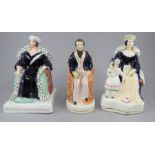 A group of mid-nineteenth century Staffordshire figures, c. 1840-45.The first depicts Queen Victoria