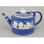 A late eighteenth century Adams (marked) jasper ware teapot and cover c.1785. It has a swan knop