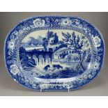 An early nineteenth century pearlware blue and white transfer-printed Robert Hamilton platter, c.