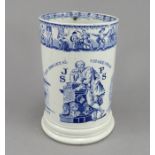 An early nineteenth century blue and white transfer-printed tankard, c.1830. It is decorated with