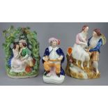 A group of late nineteenth century Staffordshire figure groups, c. 1850-70. To include: Falstaff,