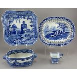 A group of early nineteenth century blue and white transfer-printed wares, c.1820-25. To include: