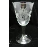A William III Royal commemorative coronation goblet, circa 1689, conical bowl with engraved Royal