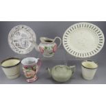 A group of mainly nineteenth century ceramics, c.1820-1900. To include: a pearlware hand-painted