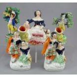 A group of nineteenth century Staffordshire Figures, c. 1820-60. To include: two c. 1820 bocage