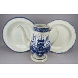 A group of early nineteenth century pearlware pieces, c.1800-15. To include: a blue and white hand-