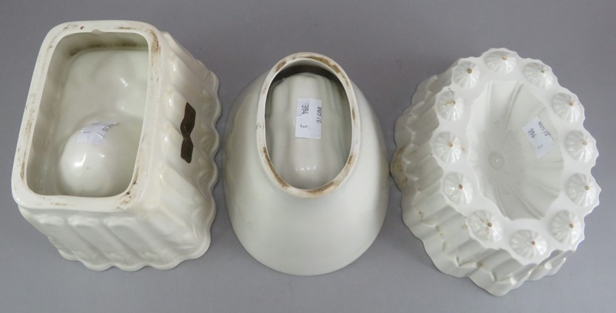 A  group of three late nineteenth century earthenware jelly moulds, c. 1880. To include: a Shelley - Image 2 of 2