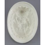 A fine late eighteenth century creamware jelly mould, c. 1790. It depicts a girl playing with a