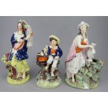 A group of late nineteenth century Staffordshire figure groups, c. 1860. To include a Thomas Parr