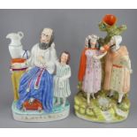 Two large, late nineteenth century Staffordshire figure groups, c. 1850-70. To include: a Samuel &