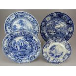 A group of early nineteenth century blue and white transfer-printed wares, c.1825. To include: a