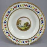A late eighteenth century hand-painted and gilded porcelain Derby plate from the Blenheim service,