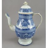 An early nineteenth century blue and white transfer-printed Swansea Cambrian coffeepot and cover,