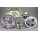 A group early nineteenth century transfer-printed pearlware pieces, c. 1820-40. Comprising of: a