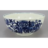 A late eighteenth century blue and white transfer-printed porcelain Worcester waste bowl, c. 1770-