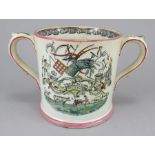 An early nineteenth century transfer-printed, painted and named and dated frog loving mug, c.1830-