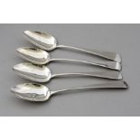 Four silver tablespoons, old English pattern, incl