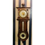 A late Victorian mahogany wall clock, thermometer