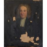 British School, circa 1750, portrait of a gentleman, half length, in clerical robes, oil on