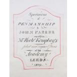 Manuscript. Education. Specimens of Penmanship, by John Farrer, copied from Mr Richard Kemplay's