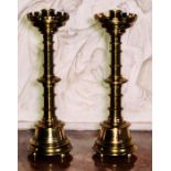 A pair of 19th century Ecclesiastical brass Fleur