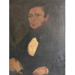 British School, mid 19th Century, portrait of a gentleman, half length, holding a letter, dated