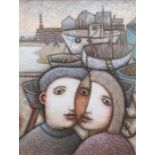 Jiri Borsky (British, 1945), Lovers and Boatyard, signed and dated 2007 l.r., titled and dated