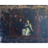 British School, 19th Century, the presentation of Joan of Arc, oil on canvas, 72 by 92cm, unframed