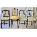 A Set of four similar turned spindle back giltwood chairs. (4) Condition Report: Good condition with