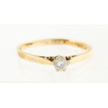 A 9ct solitaire diamond ring, claw set, approx 0.2