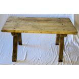 A 19th century dry pine farmhouse work table, rect