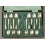 A cased set of twelve George V silver teaspoons an