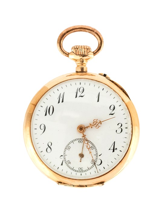 A 14K Continental Pocket Watch, with engine-turned