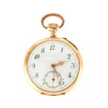 A 14K Continental Pocket Watch, with engine-turned