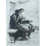 Sir Hubert von Herkomer (1849-1914), two ladies, etching with drypoint, signed and dated in the