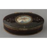 A George III oval tortoiseshell table snuff box, c
